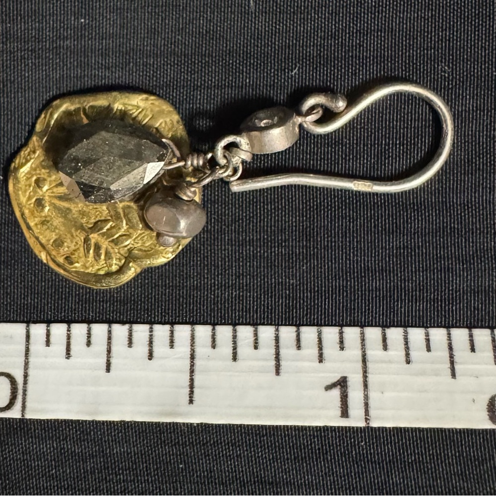 Silpada Sterling Silver Earrings: Brass Pyrite CZ “Perfect Composition “ - Picture 9 of 9